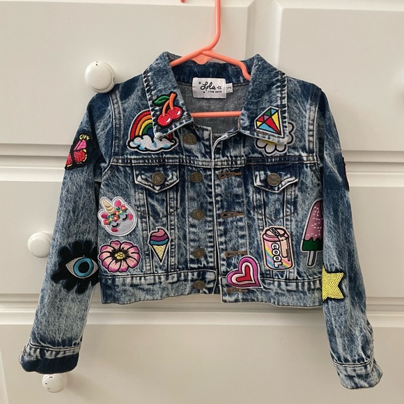Lola + The Boys Denim Patch Jacket size 2 - Picture 3 of 10